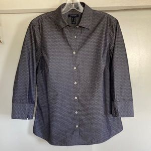 Lands End Women’s Medium Tailored Blouse 3/4 Split Cuff Sleeve Gray